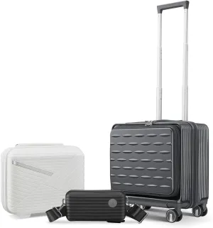 18" Carry On Luggage with Front Door & Laptop Sleeve, Hard Shell Suitcase with TSA Lock, Lightweight PC Spinner Luggage for Travel