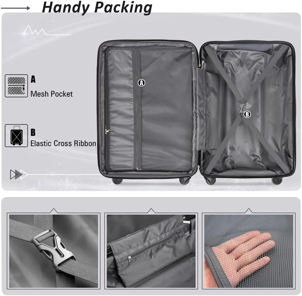 2 Piece Luggage Set, Carry on Luggage Suitcase Sets of 2 with TSA Lock, Expandable ABS Lightweight Suitcase with 360 Degree Spinner Wheels, for Men Women Travel Business Blue 20 24