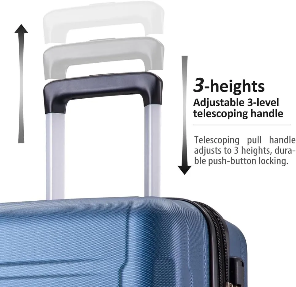 2 Piece Luggage Set, Carry on Luggage Suitcase Sets of 2 with TSA Lock, Expandable ABS Lightweight Suitcase with 360 Degree Spinner Wheels, for Men Women Travel Business Blue 20 24