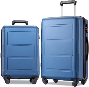 2 Piece Luggage Set, Carry on Luggage Suitcase Sets of 2 with TSA Lock, Expandable ABS Lightweight Suitcase with 360 Degree Spinner Wheels, for Men Women Travel Business Blue 20 24