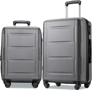 2 Piece Luggage Set, Carry on Luggage Suitcase Sets of 2 with TSA Lock, Expandable ABS Lightweight Suitcase with 360 Degree Spinner Wheels, for Men Women Travel Business Dark Gray 20 24