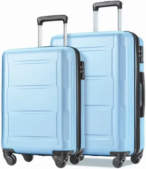 2 Piece Luggage Set, Carry on Luggage Suitcase Sets of 2 with TSA Lock, Expandable ABS Lightweight Suitcase with 360 Degree Spinner Wheels, for Men Women Travel Business Light Blue 20 24