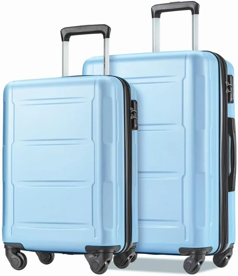 2 Piece Luggage Set, Carry on Luggage Suitcase Sets of 2 with TSA Lock, Expandable ABS Lightweight Suitcase with 360 Degree Spinner Wheels, for Men Women Travel Business Light Blue 20 24
