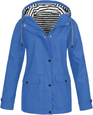 2025 Womens Raincoat Spring Fashion Plus Size Waterproof Lightweight Jacket Outdoor Raincoats Windbreaker with Hood