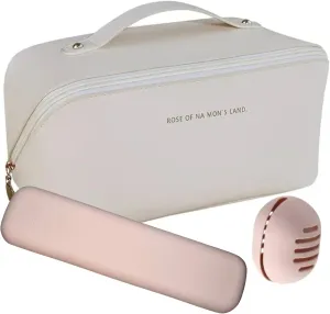 3pcs Travel Makeup Bag Open Flat Makeup Organizer with Handle Women's cosmetic bag Travel Makeup Bag Complete with Brush Holder and Sponge Holder