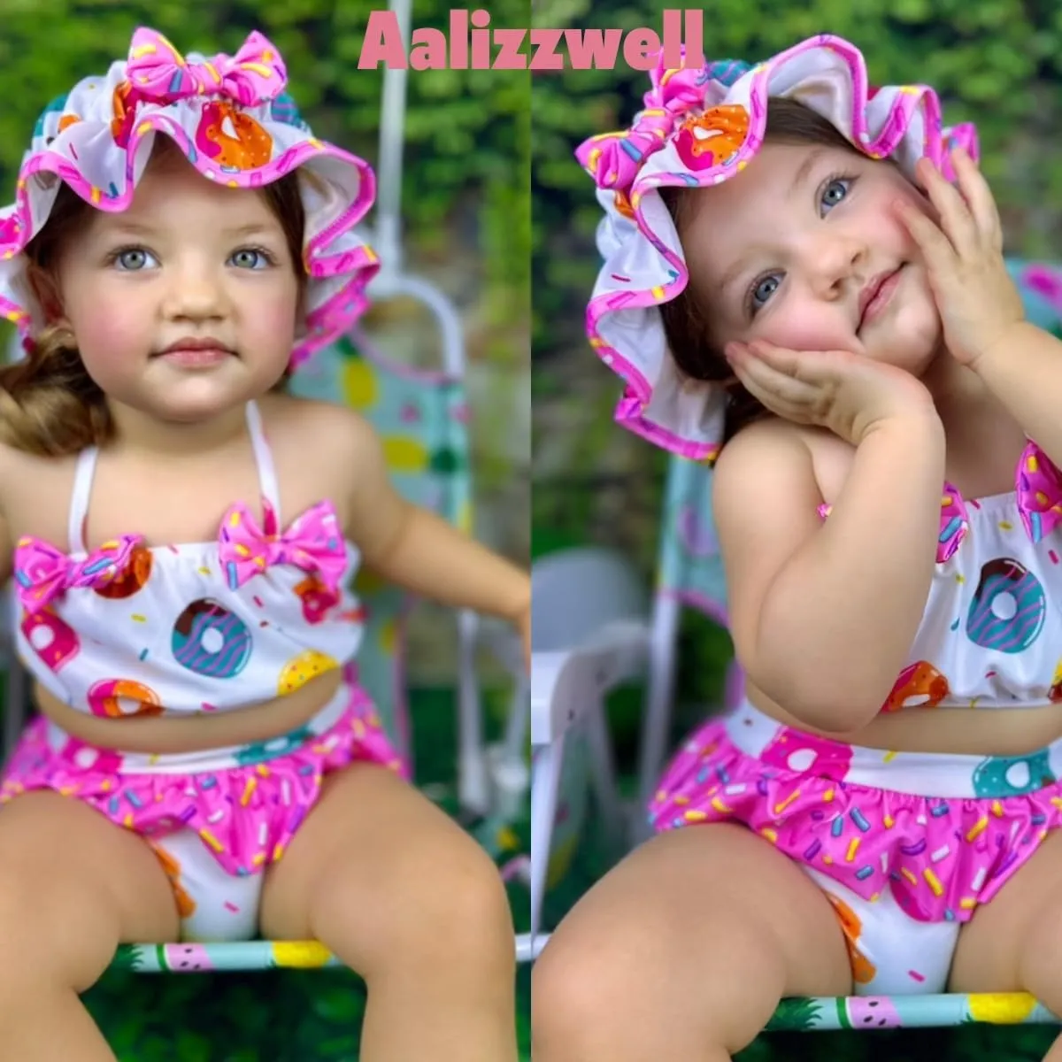 Aalizzwell Toddler Baby Girls 3 Piece Bikini Set Bathing Suit with Hat