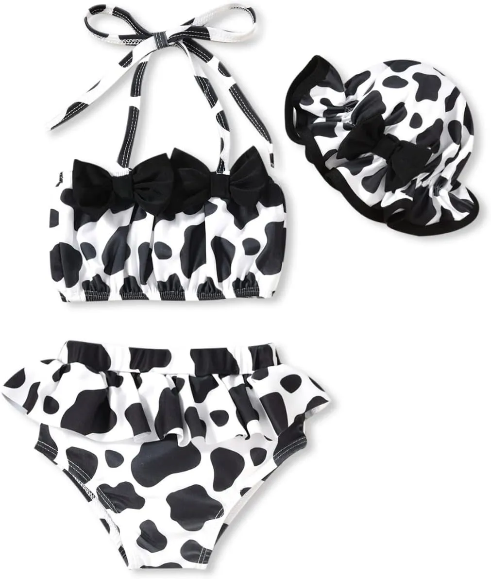 Aalizzwell Toddler Baby Girls 3 Piece Bikini Set Bathing Suit with Hat