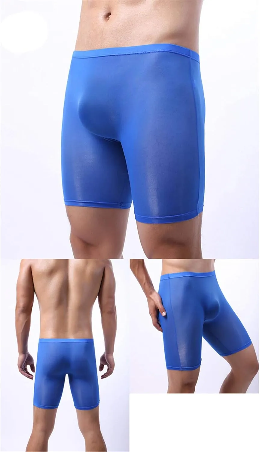 Andongnywell Men's boxer shorts one-piece ice silk boxer transparent sexy panties Knickers underpants