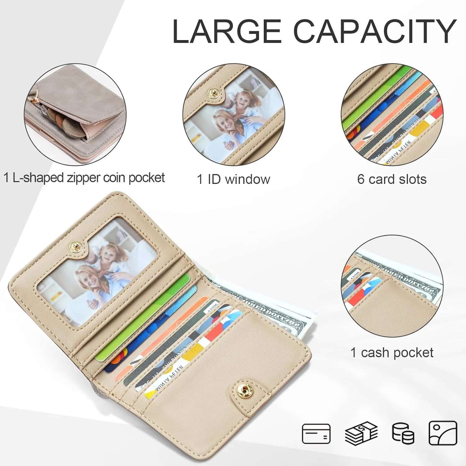 APHISON Womens Wallet, Slim Small Wallet for Women Men RFID Wallet Women Sunflower Leather ID Credit Card Holder whit Zipper Coin Pocket Bifold Compact Wallet