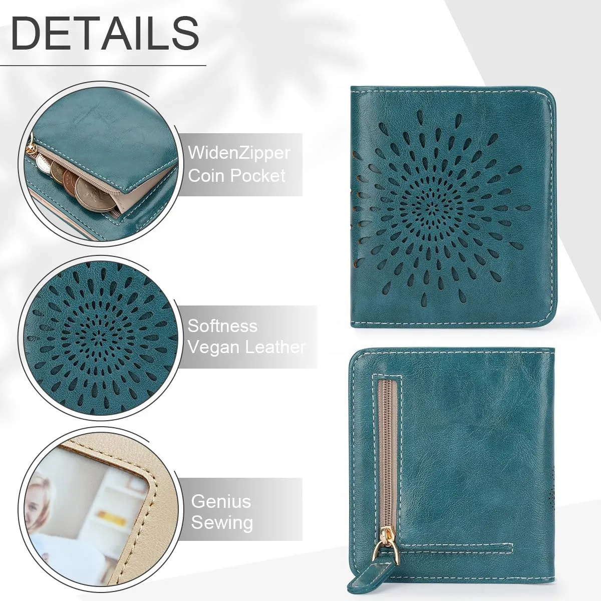 APHISON Womens Wallet, Slim Small Wallet for Women Men RFID Wallet Women Sunflower Leather ID Credit Card Holder whit Zipper Coin Pocket Bifold Compact Wallet