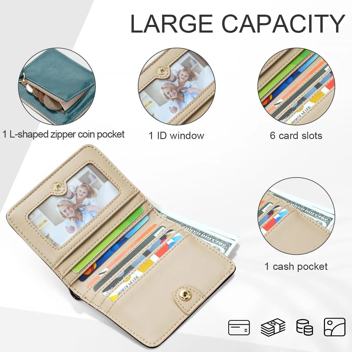 APHISON Womens Wallet, Slim Small Wallet for Women Men RFID Wallet Women Sunflower Leather ID Credit Card Holder whit Zipper Coin Pocket Bifold Compact Wallet