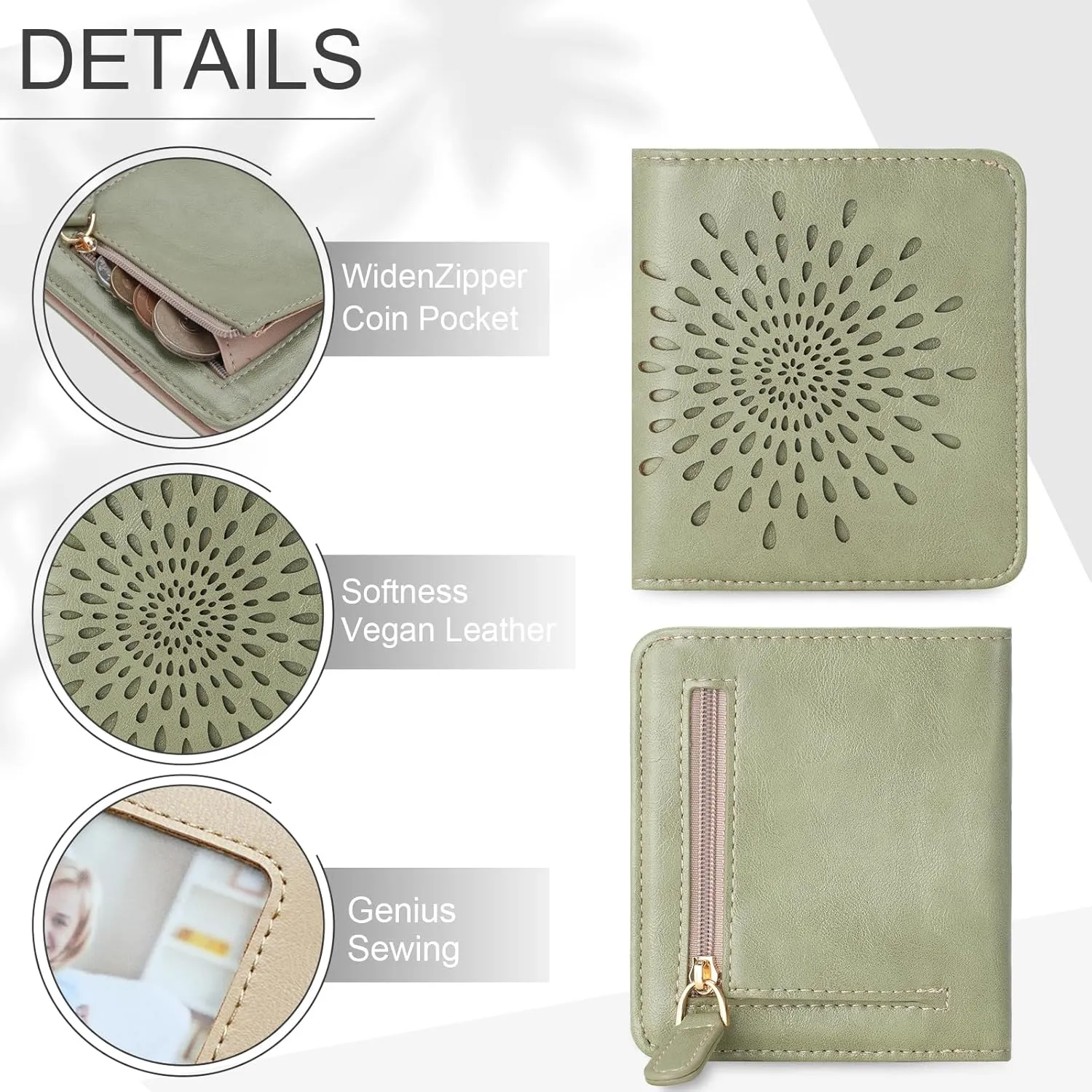 APHISON Womens Wallet, Slim Small Wallet for Women Men RFID Wallet Women Sunflower Leather ID Credit Card Holder whit Zipper Coin Pocket Bifold Compact Wallet