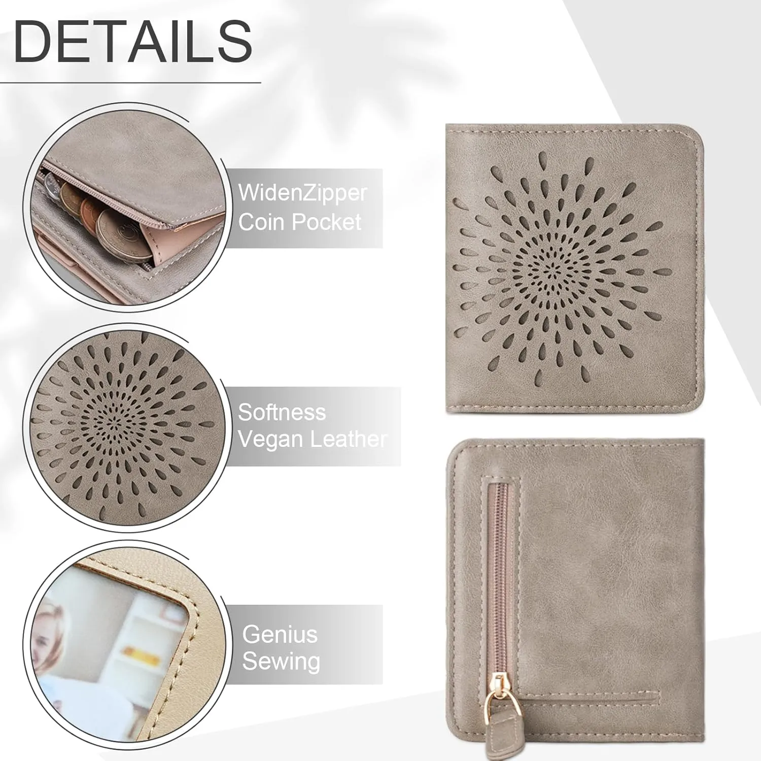 APHISON Womens Wallet, Slim Small Wallet for Women Men RFID Wallet Women Sunflower Leather ID Credit Card Holder whit Zipper Coin Pocket Bifold Compact Wallet