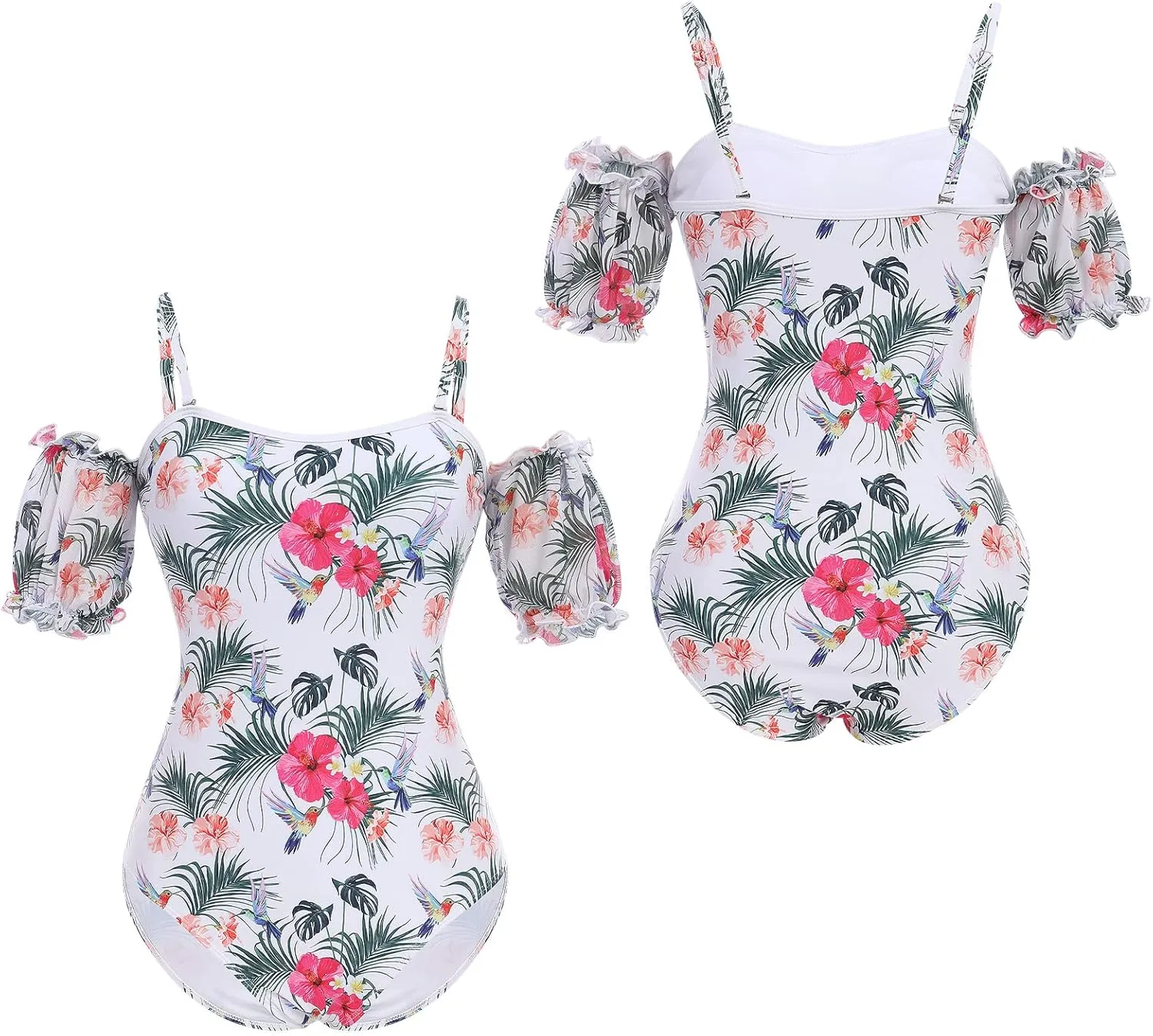 AWIBMK Mommy and Me Swimsuit Color Cute Ruffle Family Matching Swimwear Two Pieces Bikini Bathing Suit Summer Beachwear