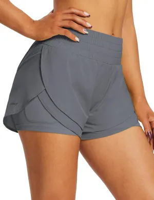 baleaf Women's 3" Workout Shorts High Waisted Athletic Running Shorts with Liner Sports Lightweight Quick Dry