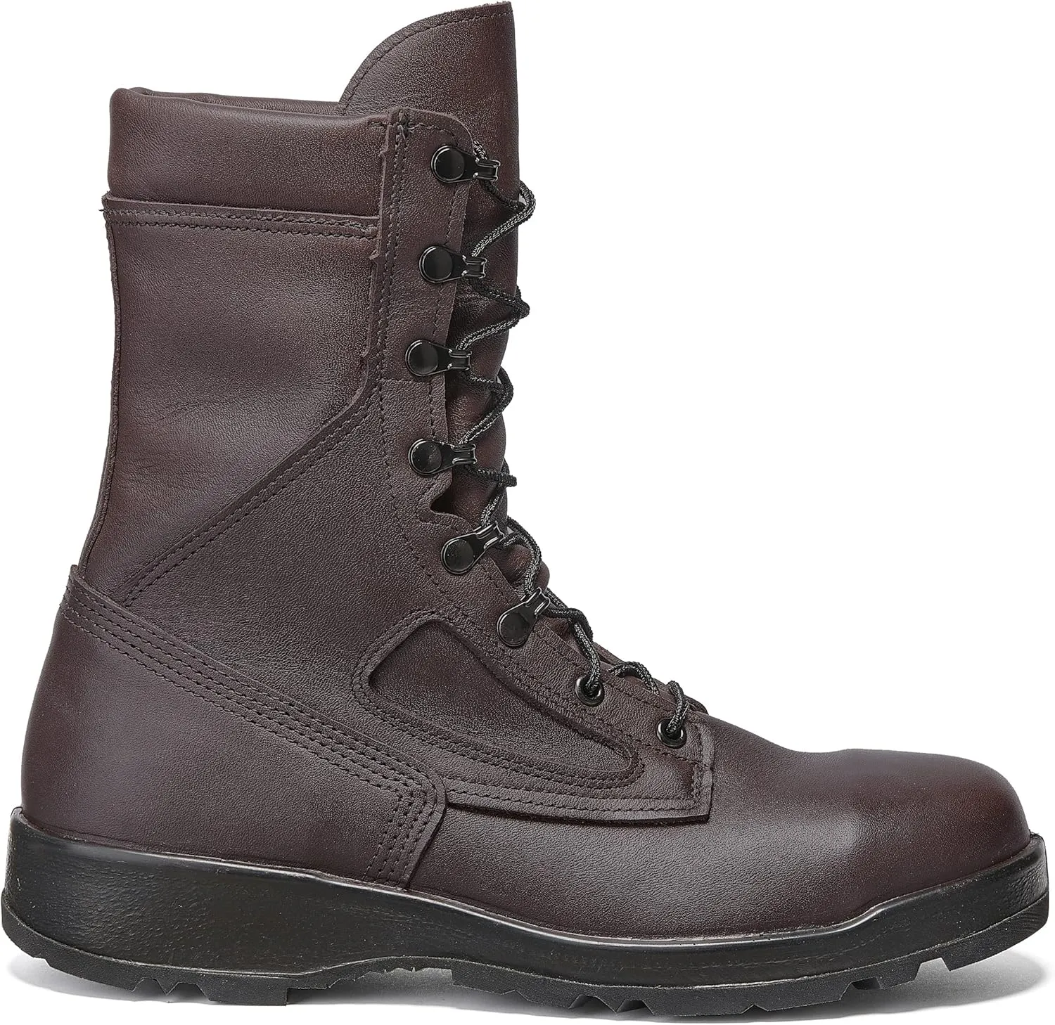 Belleville 339 ST 8 Inch US Navy Aviator EH Rated Steel Toe Boots for Men - Brown Leather with Shock Absorbant Midsole and FOD Resisting Slip-Resistant Outsole; Berry Compliant