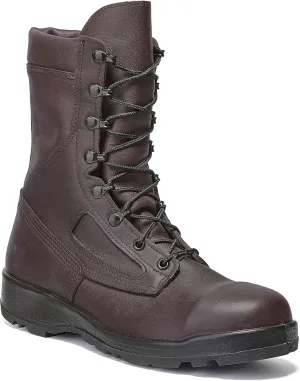 Belleville 339 ST 8 Inch US Navy Aviator EH Rated Steel Toe Boots for Men - Brown Leather with Shock Absorbant Midsole and FOD Resisting Slip-Resistant Outsole; Berry Compliant