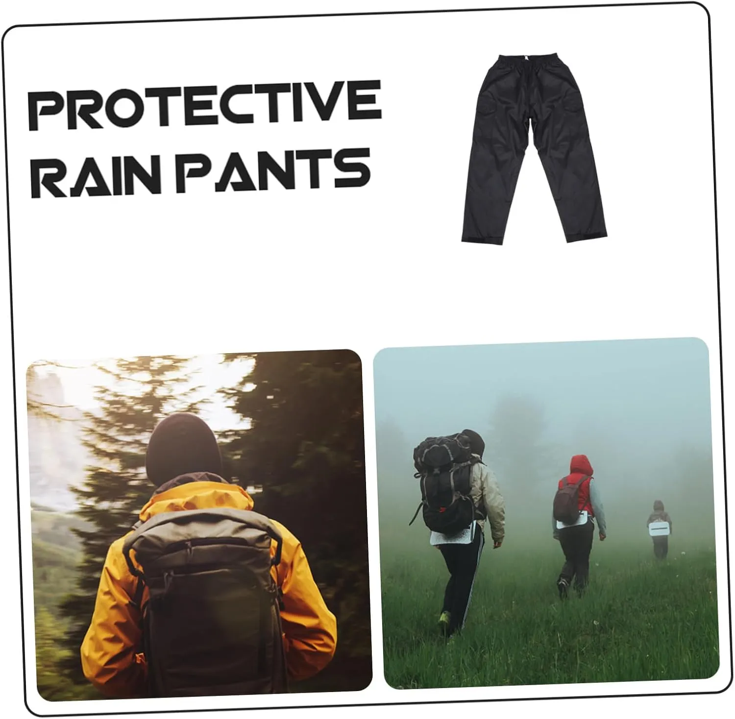 BESPORTBLE Waterproof Rain Pants for Women Breathable Double-Layer Light for Outdoor Activities Black