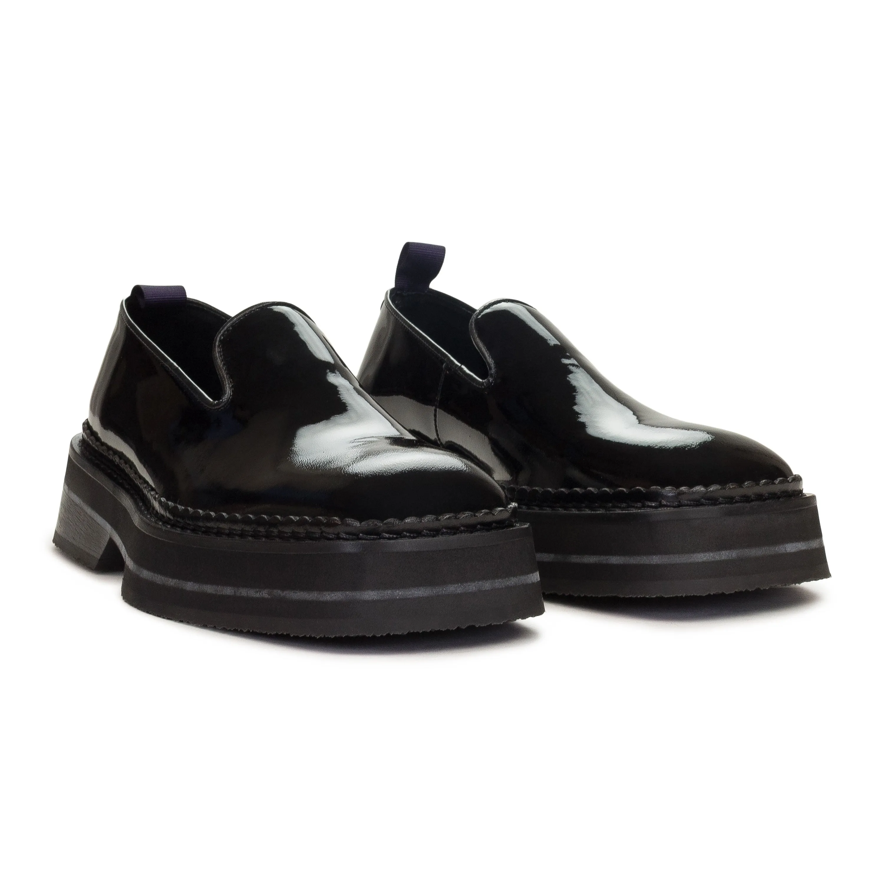 BLACK BACCARAT PATENT LOAFERS
