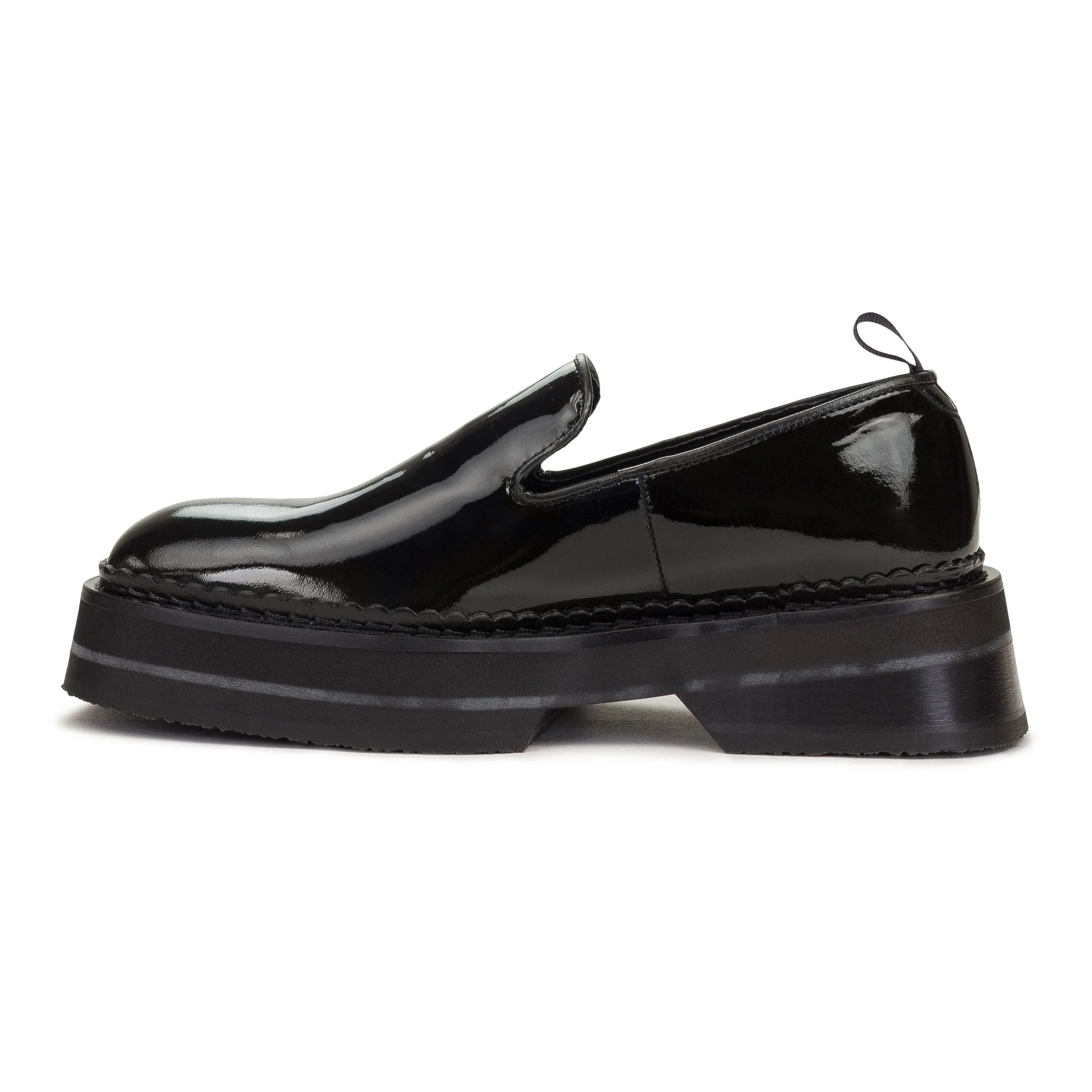BLACK BACCARAT PATENT LOAFERS