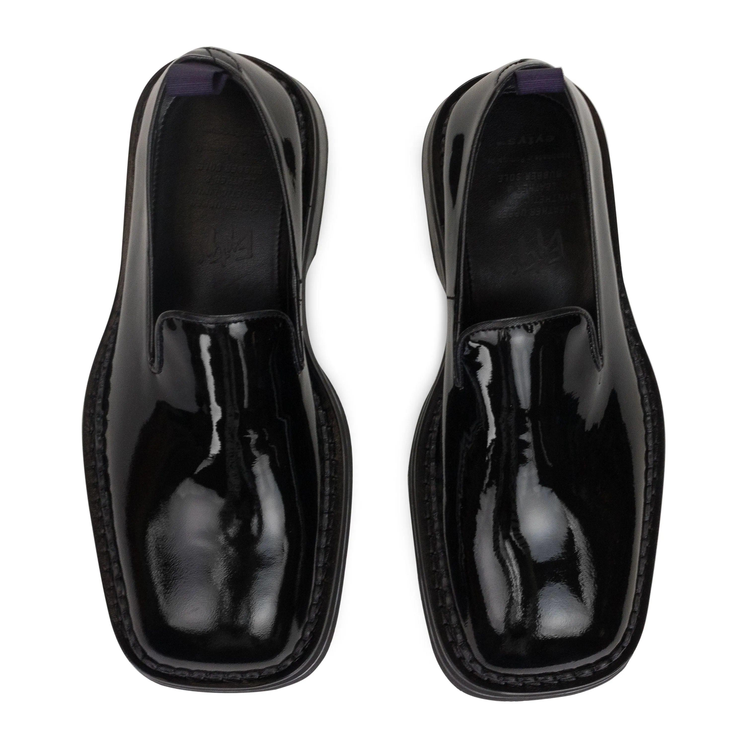 BLACK BACCARAT PATENT LOAFERS
