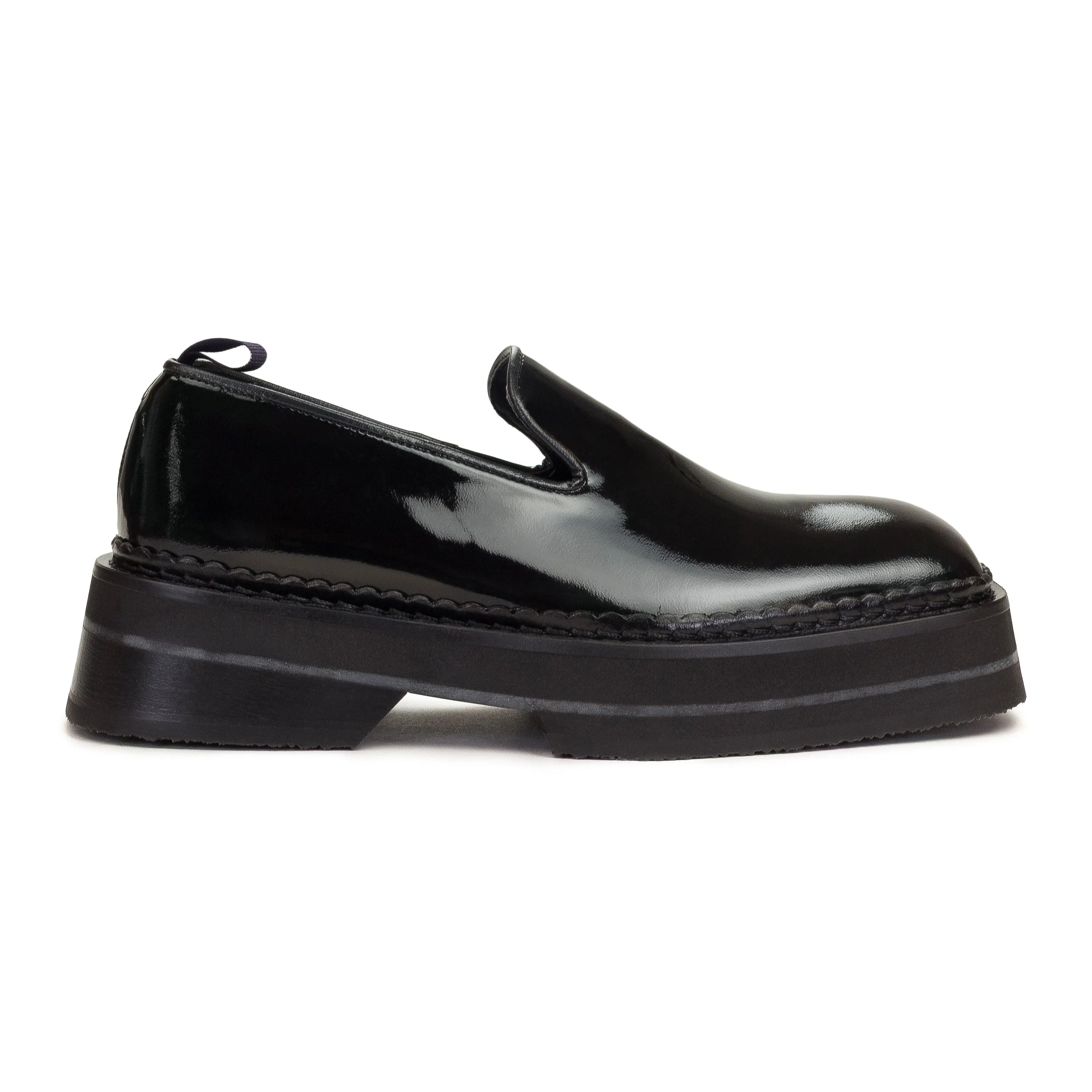 BLACK BACCARAT PATENT LOAFERS
