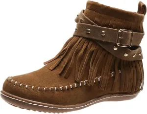 Boots for Women Fashion Suede Belt Decorated Side Zipper Womens Boots Solid Color Flat Sole Cozy Ankle Boots