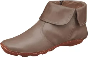 Boots for Women Retro Fashion Pleated Side Zipper Womens Boots Solid Color Flat Soft Sole Winter Boots for Women