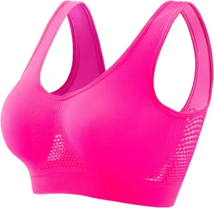 Breathable Cool Liftup Air Bra 2025 New Large Size Air Bra Breathable and Comfortable Mesh Sports Bra for Women Hot Pink