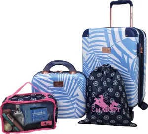 Chariot Women's Luggage 20-Inch Carry-On, Matching Cosmetic Case, and 2 Travel Accessory Bags, Fern, 4-Piece Set