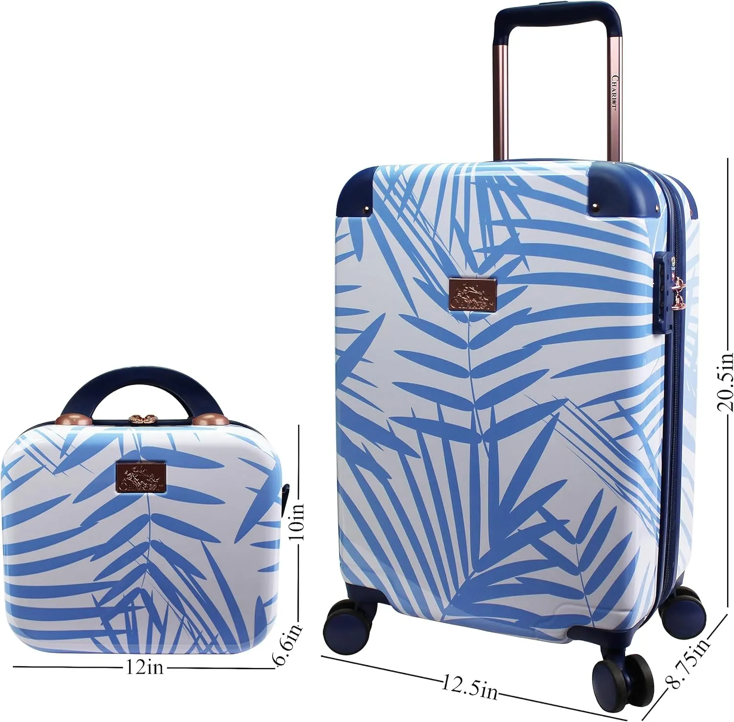 Chariot Women's Luggage 20-Inch Carry-On, Matching Cosmetic Case, and 2 Travel Accessory Bags, Fern, 4-Piece Set