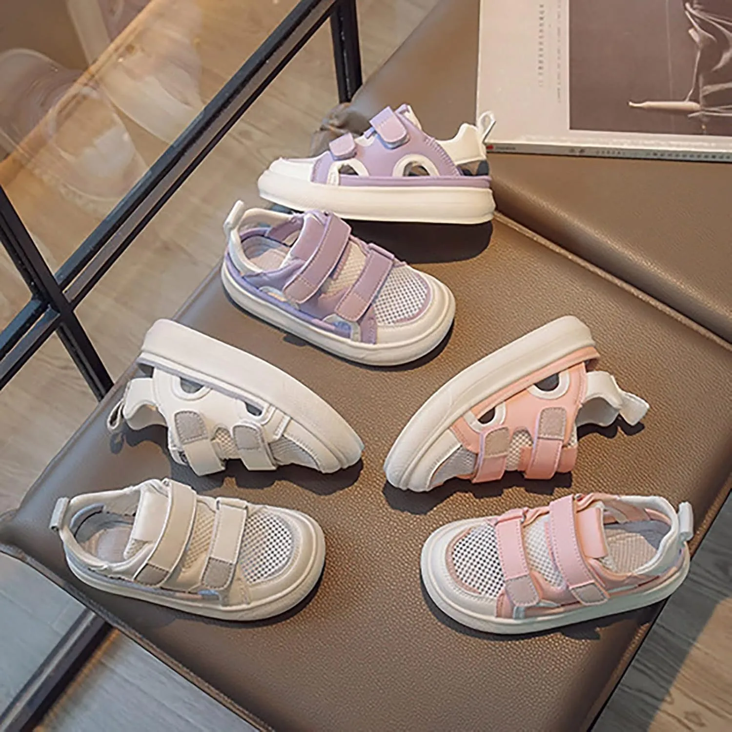 Children's Boy And Girl's Mesh Board Shoes Solid Color Hollow Beach Shoes Sports Sandals For Toddler Anime Shoes