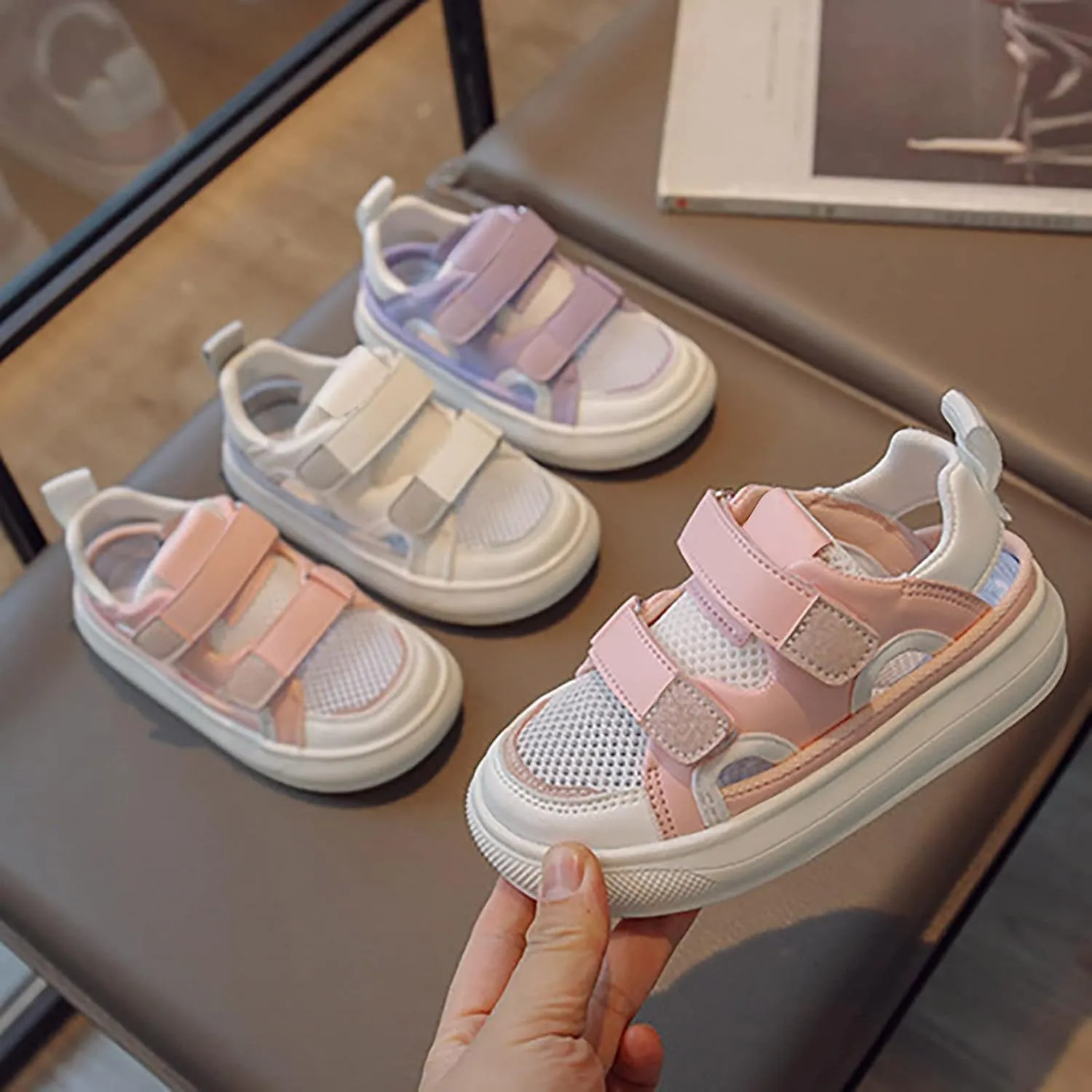 Children's Boy And Girl's Mesh Board Shoes Solid Color Hollow Beach Shoes Sports Sandals For Toddler Anime Shoes