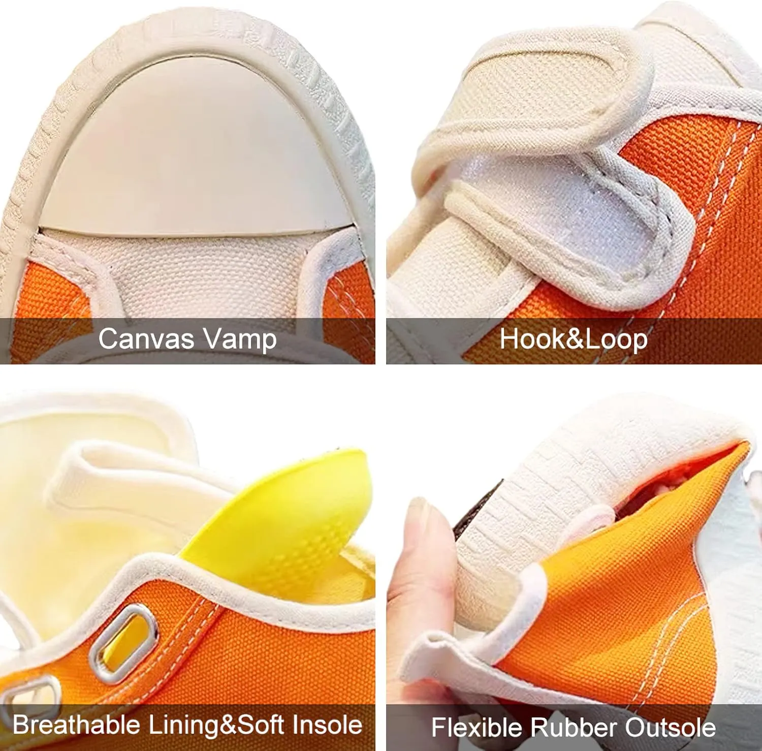 Children's Casual Canvas Shoes High Top Hook&Loop Sneakers for Boys and Girls