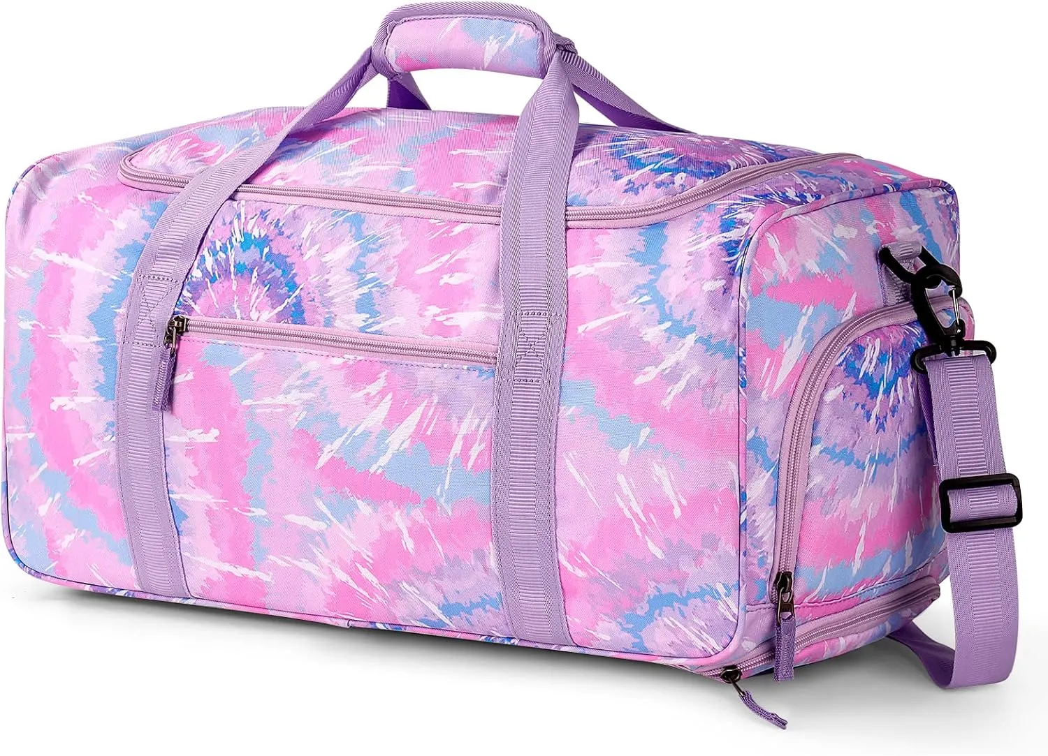 Choco Mocha Girls Tie Dye Suitcase with Wheels Kids Purple Rolling Duffle Bag for Camping Teen Girls Toddler Luggage Bag for Travel, 22inch