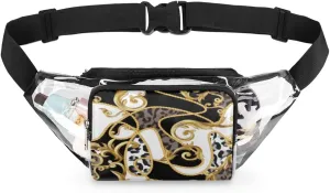 Clear Fanny Pack Stadium Approved Adjustable Abstract Compact Clear Belt Bag Cute Waist Pouch for Women Men Travel Sports Events Hiking Concerts