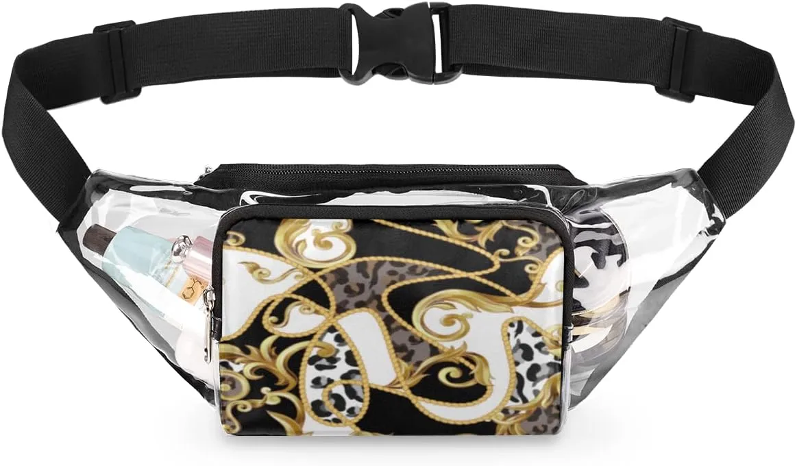 Clear Fanny Pack Stadium Approved Adjustable Abstract Compact Clear Belt Bag Cute Waist Pouch for Women Men Travel Sports Events Hiking Concerts