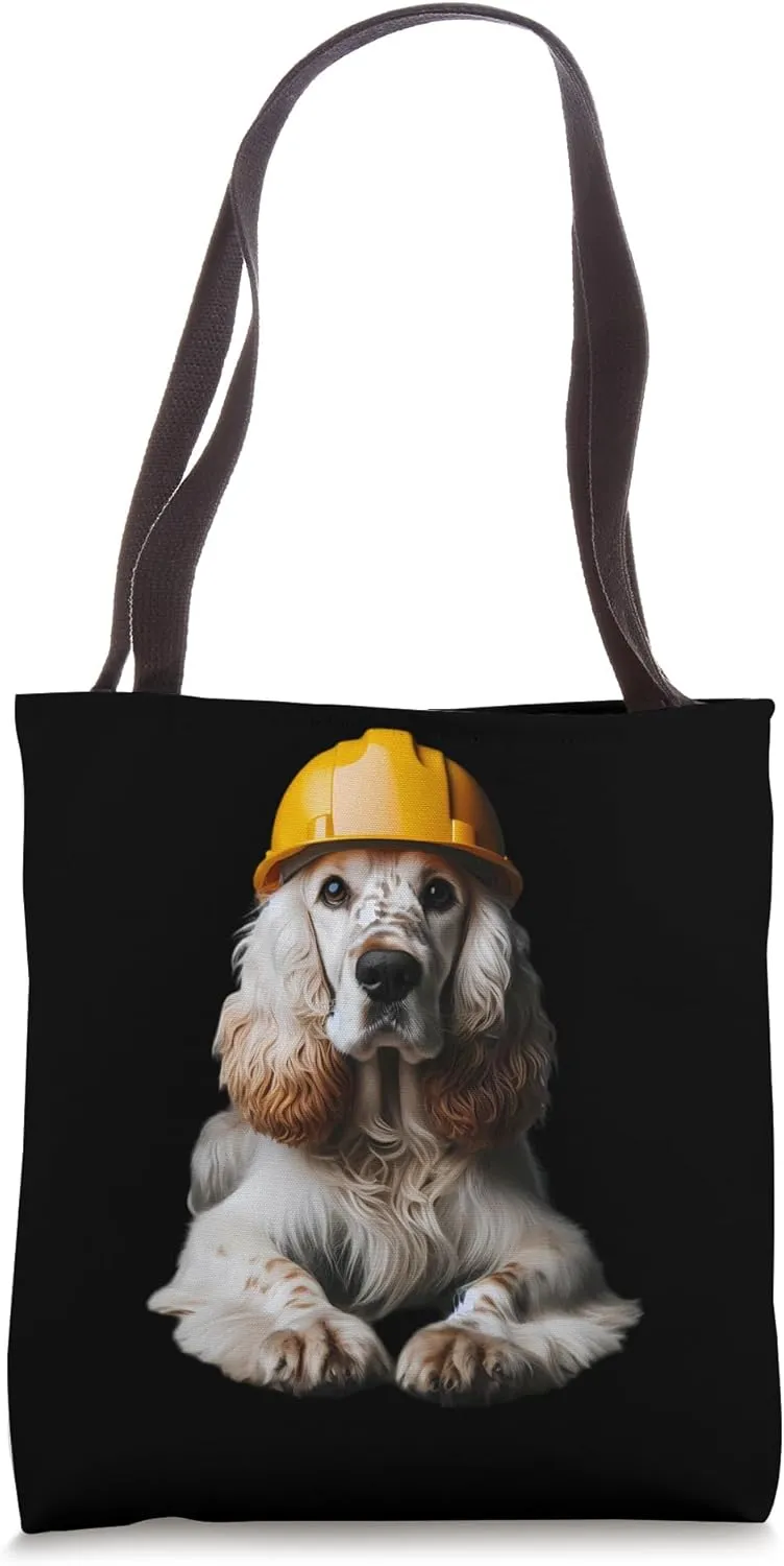 Clumber Spaniel Dog Yellow Hard Hat Helmet Worker Engineer Tote Bag