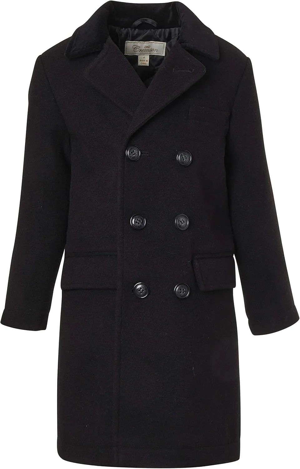 Cremson Boys Classic Wool Look Winter Double Breasted John Dress Coat Jacket Hat