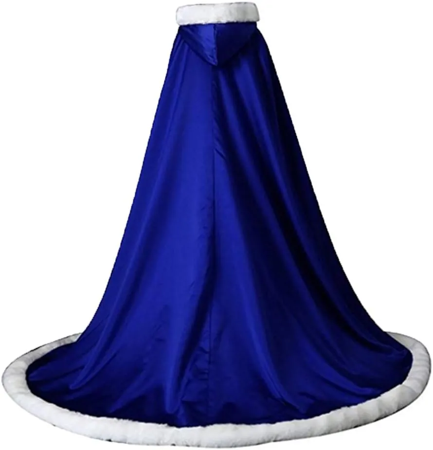 Diandiai Winter Coat Wedding Bridal Cloak Christmas Capes Faux Fur with Hat