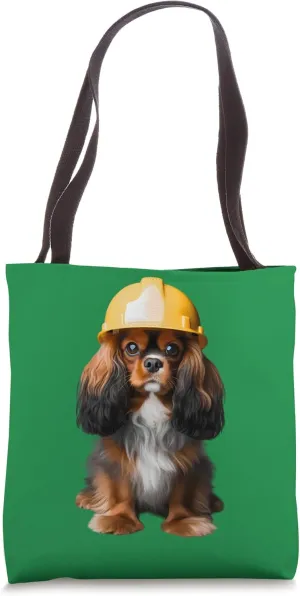 English Toy Spaniel Dog Yellow Hard Hat Helmet Worker Crew Tote Bag