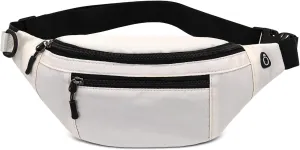 Fanny Packs, Waterproof Waist Bag Pack Belt Bag with Adjustable Strap for Men and Women, Compact Cross Body Fanny Pack with Multi-pockets for Running, Walking, Hiking (white)