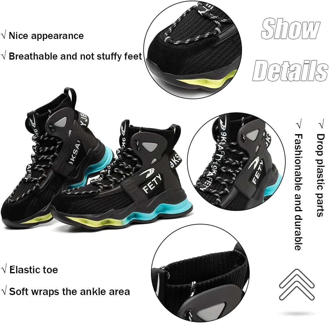 Fiedaz Steel Toe Work Shoes for Men Breathable High Top Sneakers Lightweight Puncture-Proof Safety Boots Industries Construction Work Boots