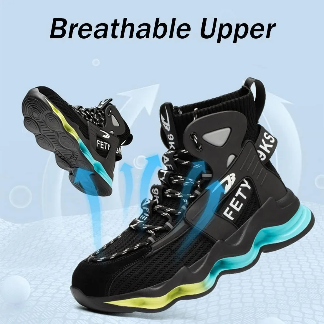 Fiedaz Steel Toe Work Shoes for Men Breathable High Top Sneakers Lightweight Puncture-Proof Safety Boots Industries Construction Work Boots