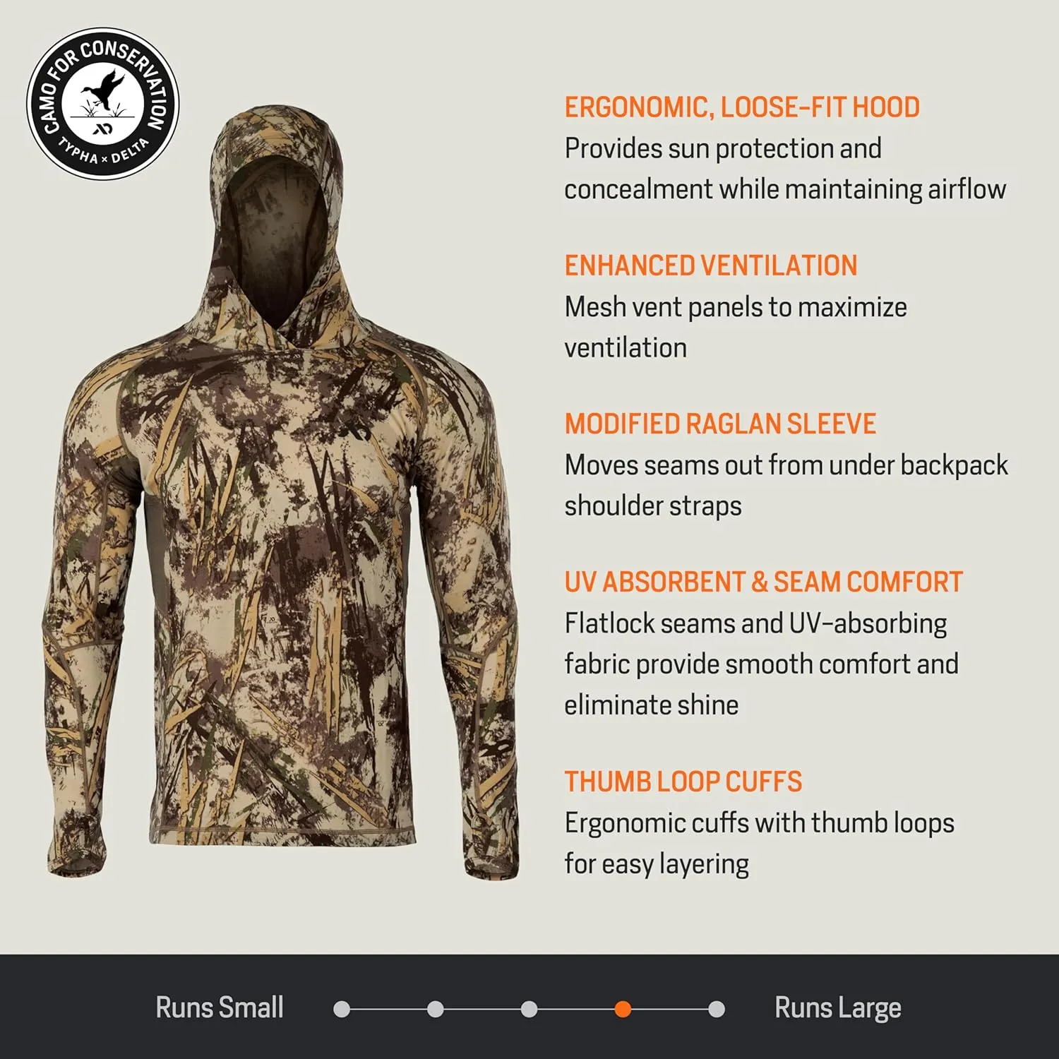 First Lite Mens Wick Hoody - Merino Wool Ultralight Camo Hunting Base Layer, Quick Dry, UV Protection Hunting Clothing