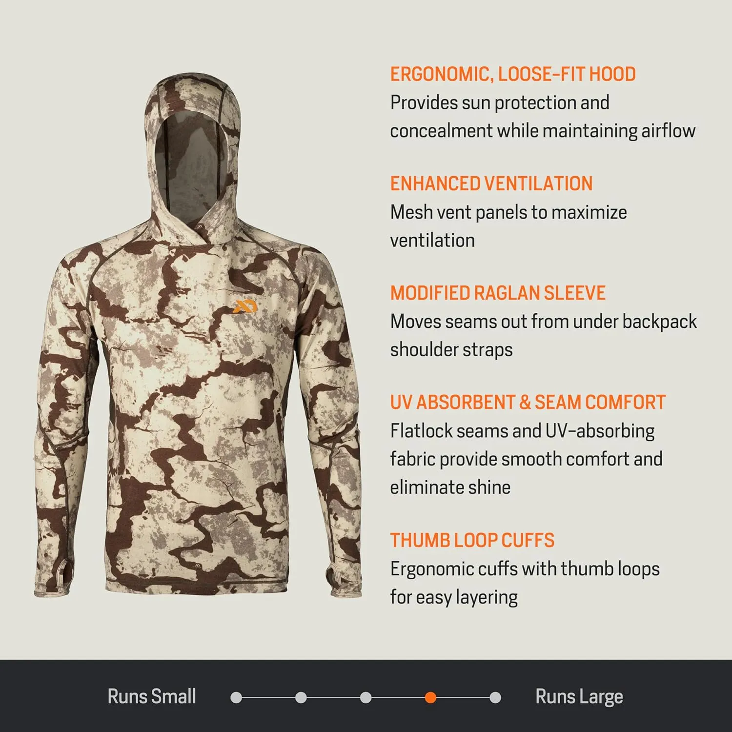 First Lite Mens Wick Hoody - Merino Wool Ultralight Camo Hunting Base Layer, Quick Dry, UV Protection Hunting Clothing