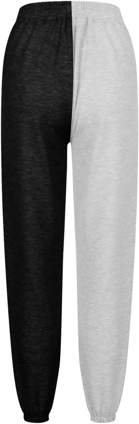 Fleece Straight Leg Sweatpants for Women Elastic High Waisted Joggers with Pockets Lightweight Cinch Bottom Trousers