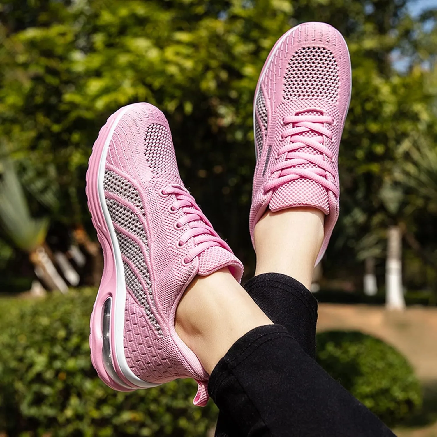 FLIOZY Womens Running Shoes Air Cushion Lightweight Sneakers Lace up Walking Tennis Shoes for Women