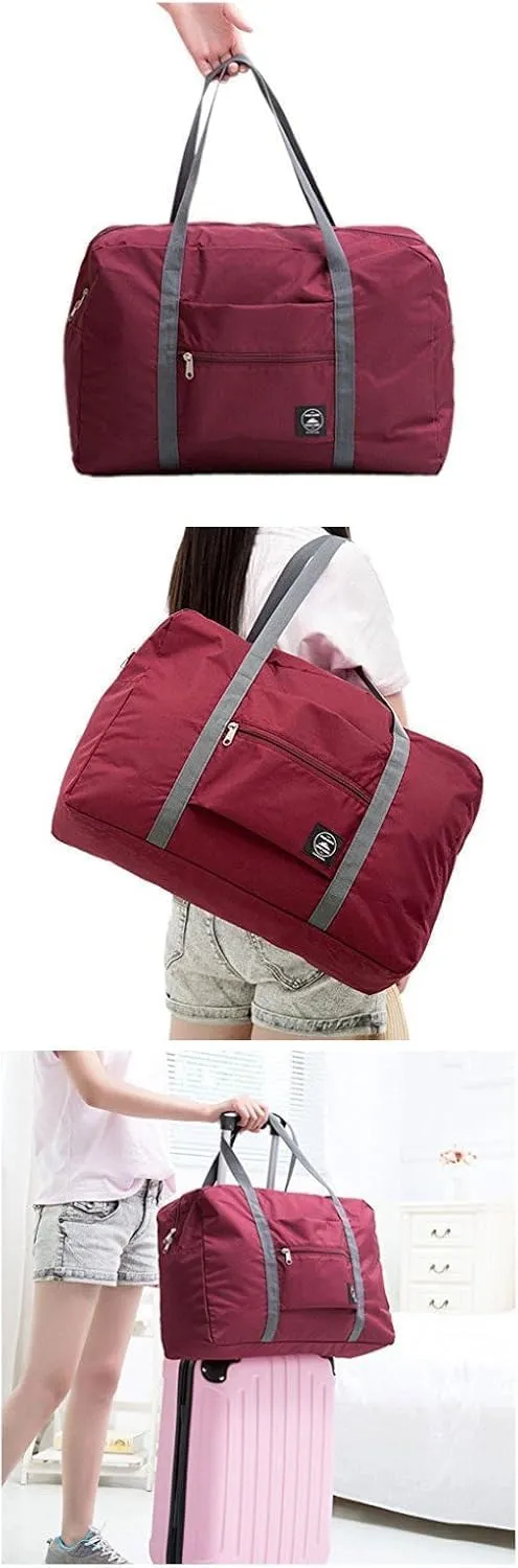 Foldable Travel Duffel Bag - Compact Lightweight Carry-On Luggage | Water Resistant Nylon Gym Tote | Weekend, Camping, Fitness, Overnight Bag | Airline Approved for Frontier & Spirit (Red)