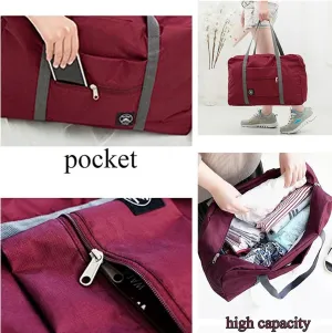 Foldable Travel Duffel Bag - Compact Lightweight Carry-On Luggage | Water Resistant Nylon Gym Tote | Weekend, Camping, Fitness, Overnight Bag | Airline Approved for Frontier & Spirit (Red)
